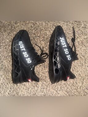 Black Athletic Sneakers with Red Logo